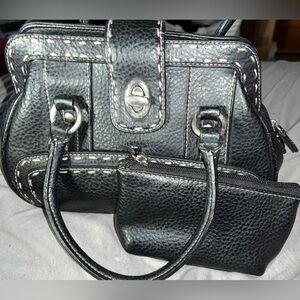 Black pebbled leather CCW satchel and coin purse EUC